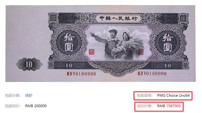 一张158.7万，10元纸币中的币王，谁有一张就发了！